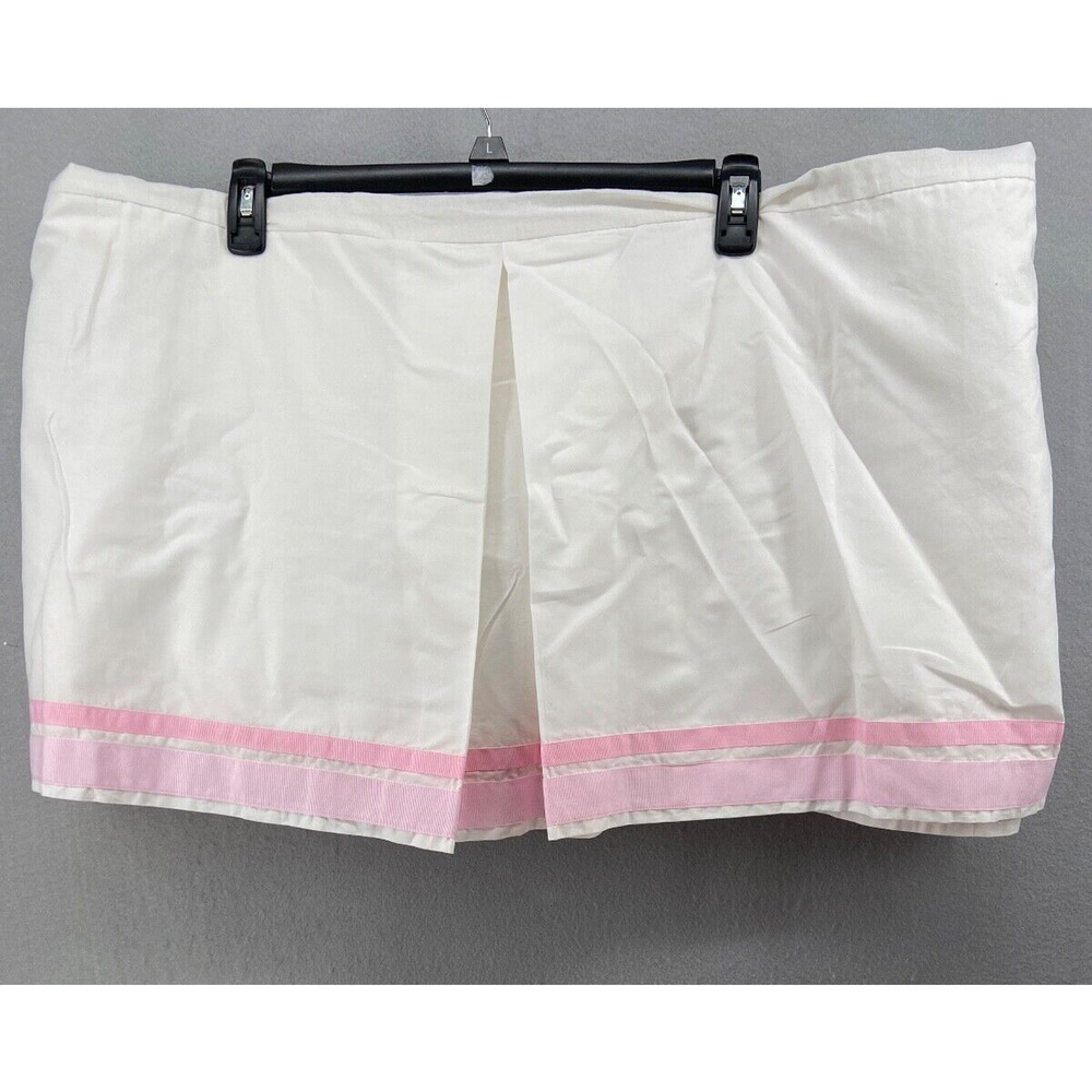 Pottery Barn Kids Crib Skirt Dust Ruffle White w/ Pink Trim